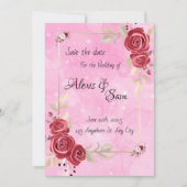 Maroon Farbe Thema mit rosa Einladung (Vorderseite)