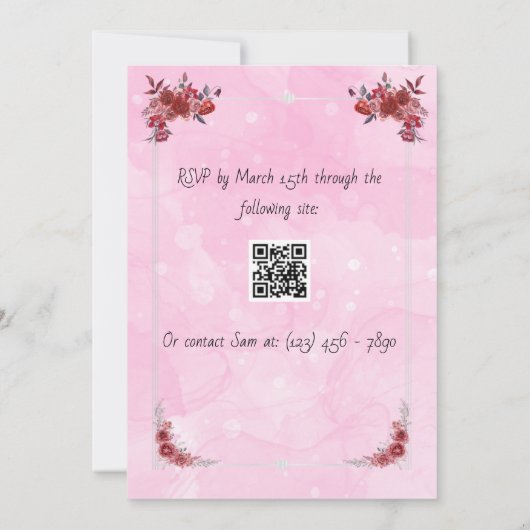 Maroon Farbe Thema mit rosa Einladung (Rückseite)