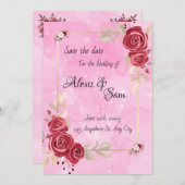 Maroon Farbe Thema mit rosa Einladung (Vorne/Hinten)