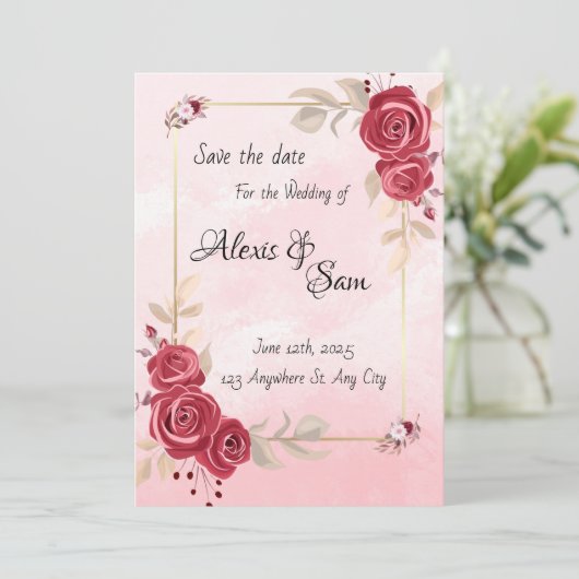 Maroon-Farbthema Einladung (Stehend Vorderseite)