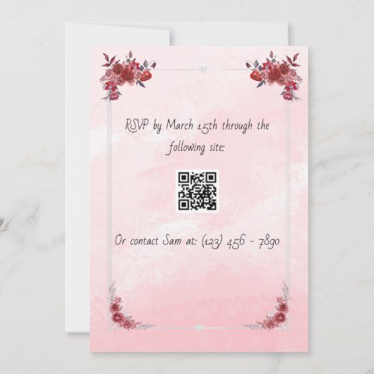 Maroon-Farbthema Einladung (Rückseite)