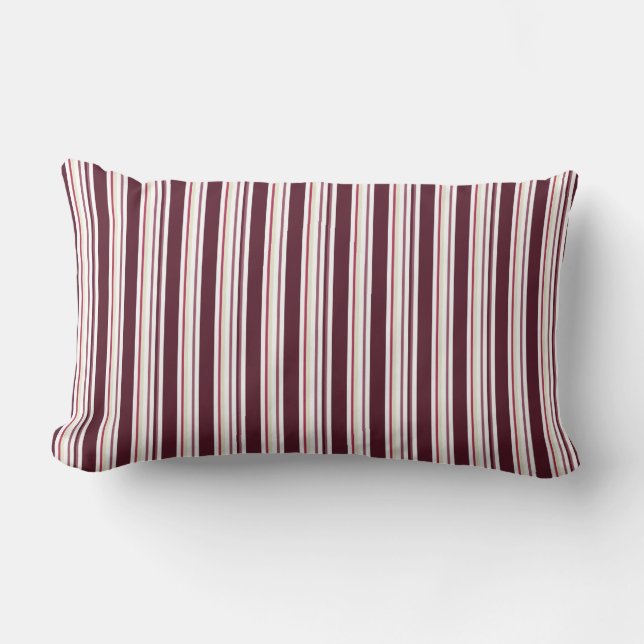 Maroon Fine Streifen Throw Kissen (Vorderseite)
