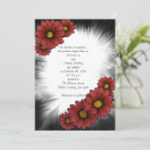 Maroon Floral Sunburst Hochzeit Einladungen (Stehend Vorderseite)