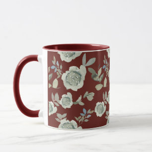 Maroon Floral Tasse