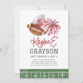 Maroon Football und Cheerleader Joint Geburtstag Einladung (Vorderseite)