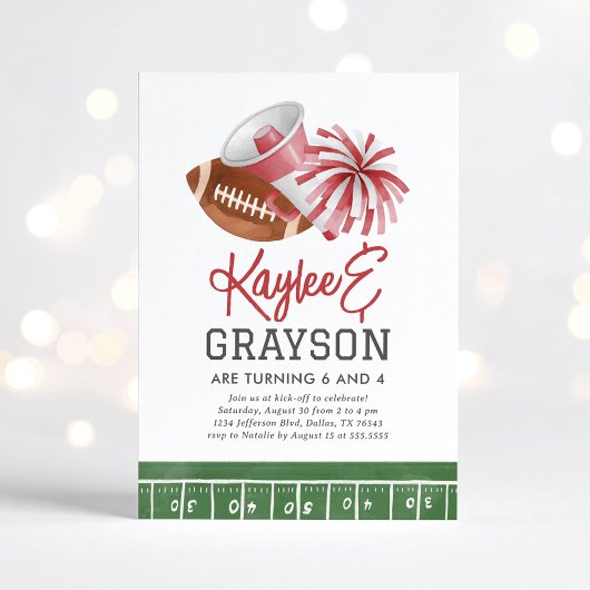 Maroon Football und Cheerleader Joint Geburtstag Einladung
