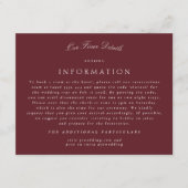 Maroon Formal Classic Calligraphy Wedding Details Begleitkarte (Vorderseite)
