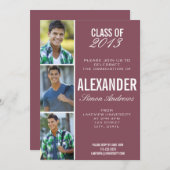 Maroon Foto Abschluss Einladung (Vorne/Hinten)