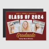 Maroon Foto Collage 2025 Abschluss Magnet Card (Vorne/Hinten)