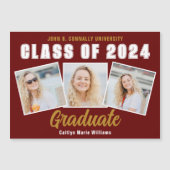 Maroon Foto Collage 2025 Abschluss Magnet Card (Vorderseite)