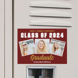 Maroon Foto Collage 2025 Abschluss Magnet Card