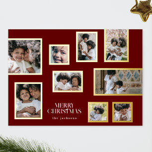 Maroon Foto Frames Collage Moderne frohe Weihnacht Folien Feiertagskarte