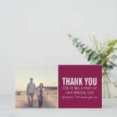 Maroon Foto Vielen Dank Karten (Stehend Vorderseite)