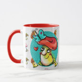 Maroon Funny Mushroom Cartoon Charakter Tasse (Links)
