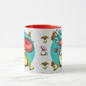 Maroon Funny Mushroom Cartoon Charakter Tasse (Zentrum)