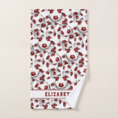 Maroon-Fußbälle Muster Namen Athleten Badhandtuch Set (Handtuch)