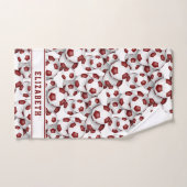 Maroon-Fußbälle Muster Namen Athleten Badhandtuch Set (Handtuch)