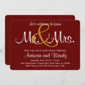 Maroon Future & Mrs. Engagement Party Einladung (Vorne/Hinten)