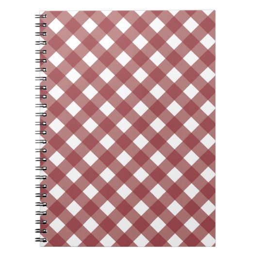 Maroon Gingham-Druck Notizbuch Journal Notizblock (Vorderseite)