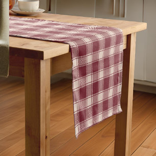 Maroon Gingham Herbst Herbst Kurzer Tischläufer