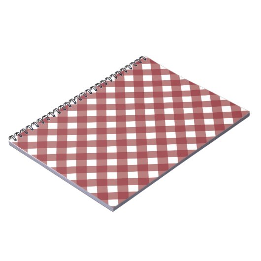 Maroon Gingham Print Notebook Journal Notizblock (Linke Seite)