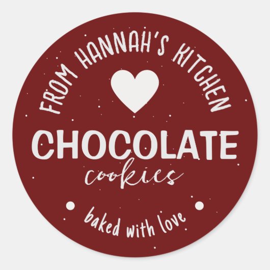 Maroon Glitzer Hintergrund gebacken mit Liebe Runder Aufkleber (Vorderseite)