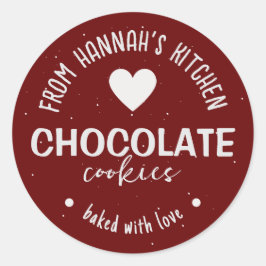 Maroon Glitzer Hintergrund gebacken mit Liebe Runder Aufkleber