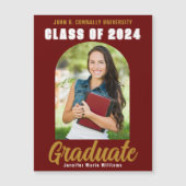 Maroon Gold Abschluss Foto Class of 2024 Magnet (Vorderseite)