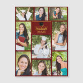 Maroon Gold Abschluss Foto Collage Magnet Card (Vorderseite)
