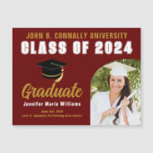 Maroon Gold Abschluss Foto Magnetkarte (Vorderseite)