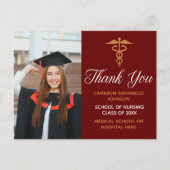 Maroon Gold Abschluss Foto Medizinischer Dank Postkarte (Vorderseite)