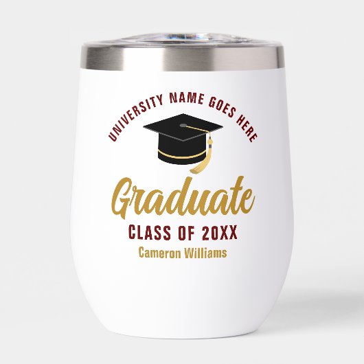 Maroon Gold Abschluss Personalisiert Graduate (Vorderseite)