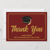 Maroon Gold Abschluss Typografy Custom Graduate Dankeskarte (Vorderseite)