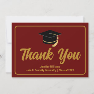 Maroon Gold Abschluss Typografy Custom Graduate Dankeskarte