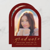 Maroon Gold Arch 2 Foto Abschluss Ankündigung (Vorne/Hinten)