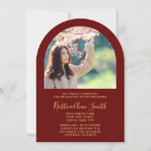 Maroon Gold Arch 2 Foto Abschluss Ankündigung (Rückseite)