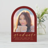 Maroon Gold Arch 2 Foto Abschluss Ankündigung (Stehend Vorderseite)