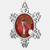 Maroon Gold Baseball Player Photo High School Schneeflocken Zinn-Ornament (Rechts)