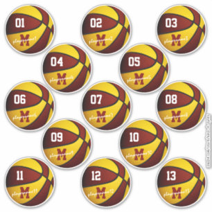 Maroon Gold Basketball Brauch 13 Spieler Namen Aufkleber