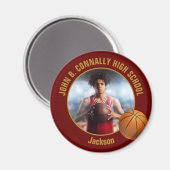 Maroon Gold Basketball Player Photo Magnet (Vorderseite/Rückseite)