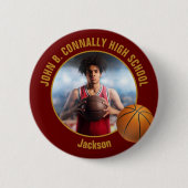 Maroon Gold Basketballspieler Foto High School Button (Vorderseite)