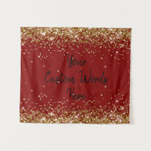 Maroon Gold Black Geburtstagsfeier Fotobox Schild Wandteppich