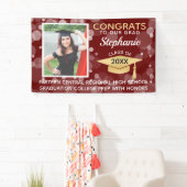 Maroon Gold Bubbles Glückwunschs Foto Abschluss Banner (Insitu)