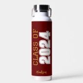 Maroon Gold Class 2024 Personalisierter Abschluss Trinkflasche (Vorne)