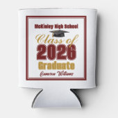 Maroon Gold Class of 2026 Custom Graduation Party Dosenkühler (Vorderseite)
