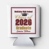 Maroon Gold Class of 2026 Custom Graduation Party Dosenkühler (Rückseite)