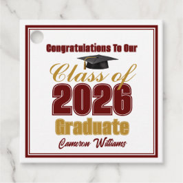Maroon Gold Class of 2026 Custom Graduation Party Geschenkanhänger