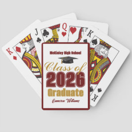 Maroon Gold Class of 2026 Custom Graduation Party Spielkarten