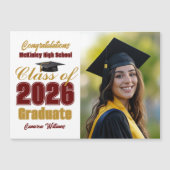 Maroon Gold Class of 2026 Graduation Photo Magnet (Vorderseite)