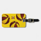 Maroon Gold Club Team Farben Basketball Gepäckanhänger (Vorderseite horizontal)